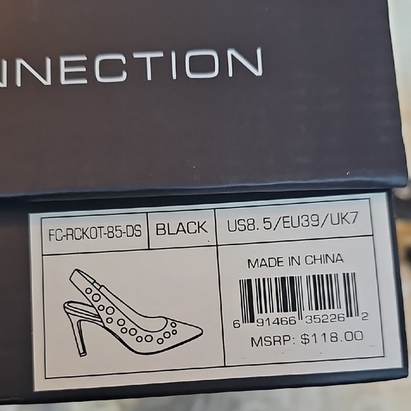 French Connection Black Eyelet Slingback Heels - Picture 12 of 12